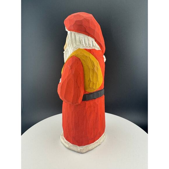 Hand-Carved Folk Santa Claus Statue - Picture 3 of 8